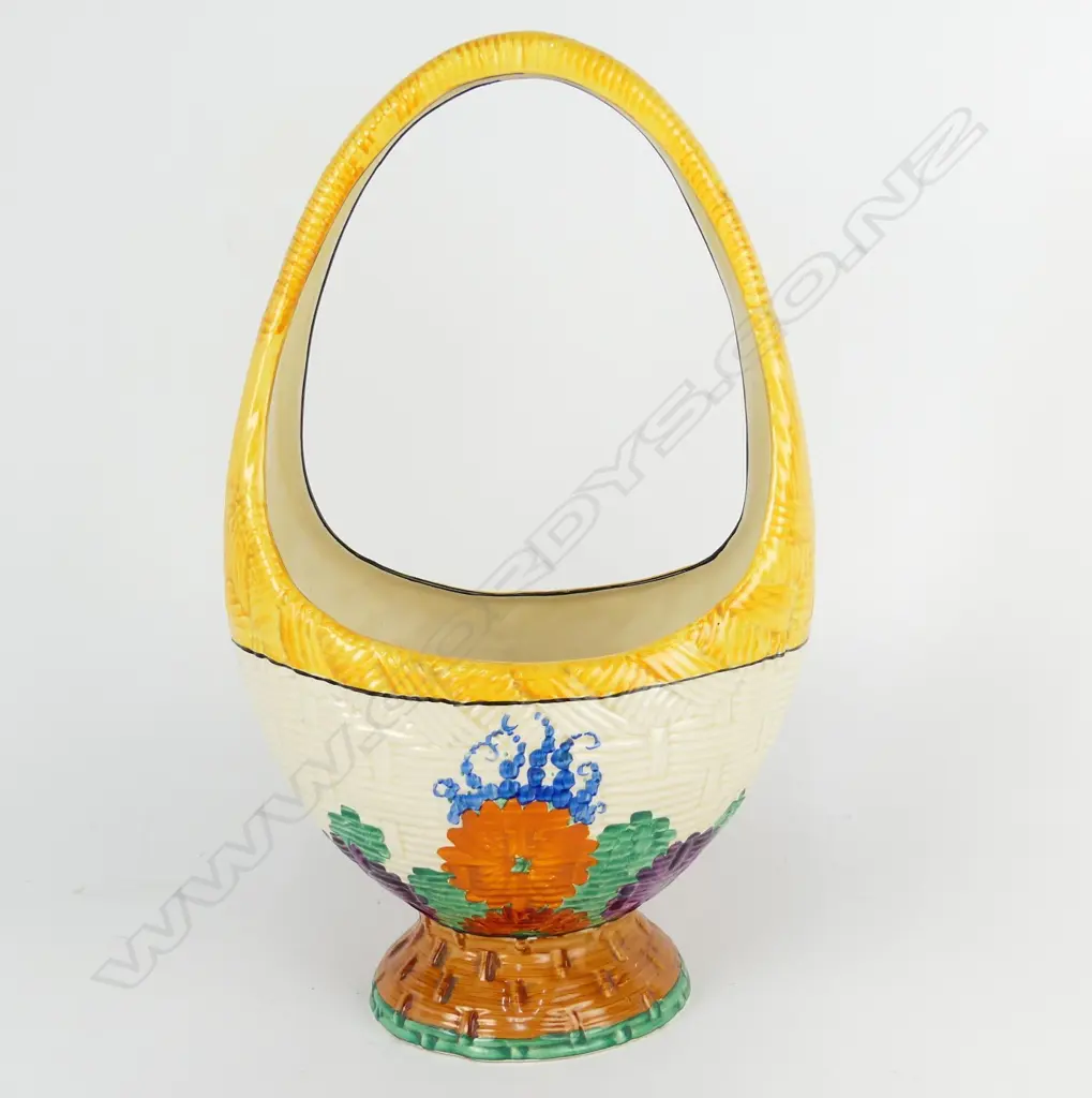 A large Clarice Cliff 'Bizarre' basket vase Image 1++