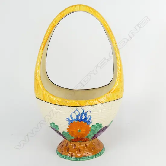 A large Clarice Cliff 'Bizarre' basket vase