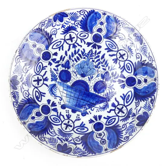 A delft blue and white tin glaze shallow dish