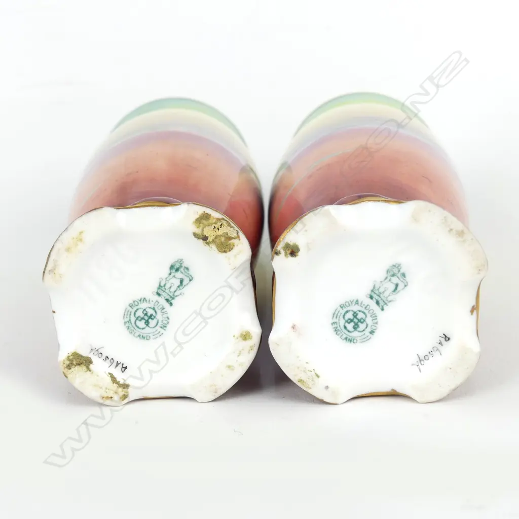 A pair of Royal Doulton miniature vases painted by Harry Allen Image 1++