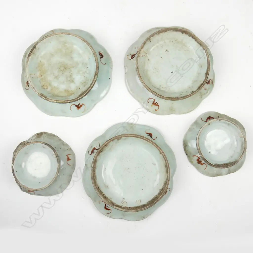 Five early 20thC Chinese porcelain footed dishes Image 1++