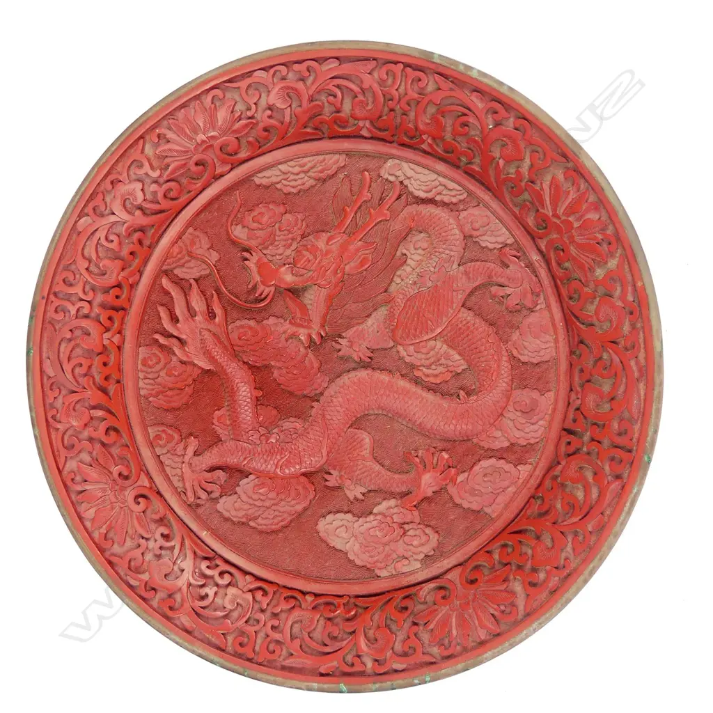A carved cinnabar lacquer plate Image 1++