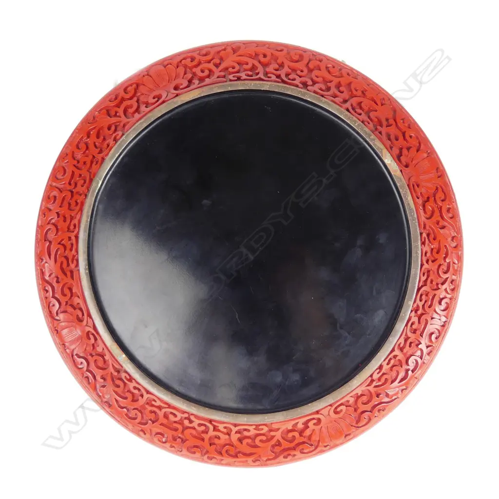 A carved cinnabar lacquer plate Image 1++