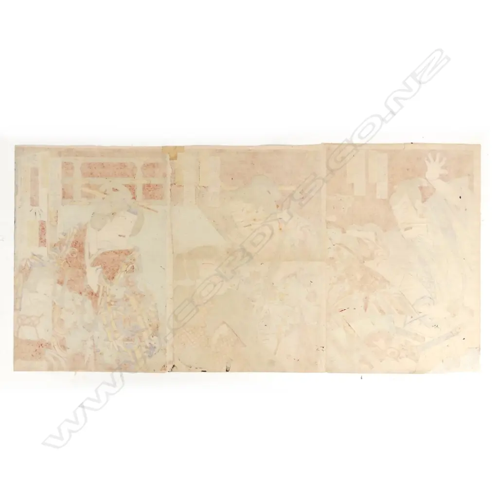 A triptych ukiyo-e woodblock by Utagawa Kunichika Image 1++