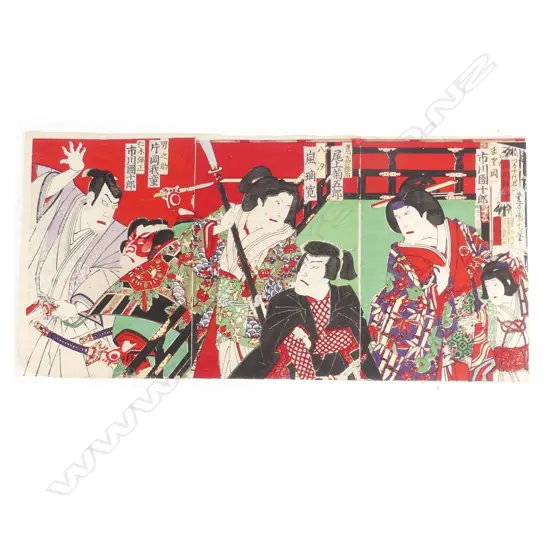 A triptych ukiyo-e woodblock by Utagawa Kunichika