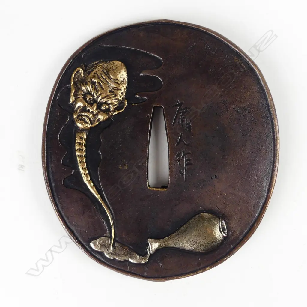 An bronze tsuba type modern ornament Image 1++