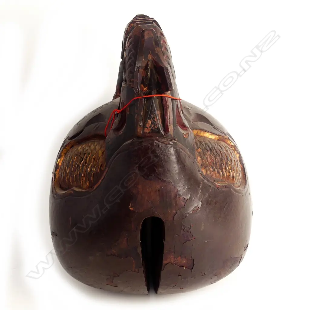 A large Japanese carved and lacquered wooden slit gong Image 1++