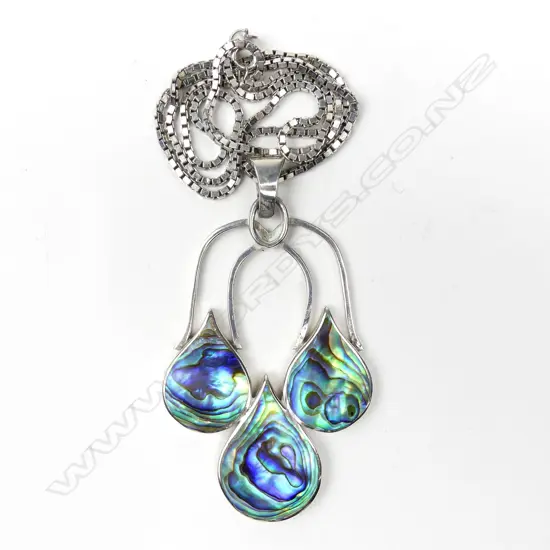 Ida Hudig 1970s silver and paua pendant