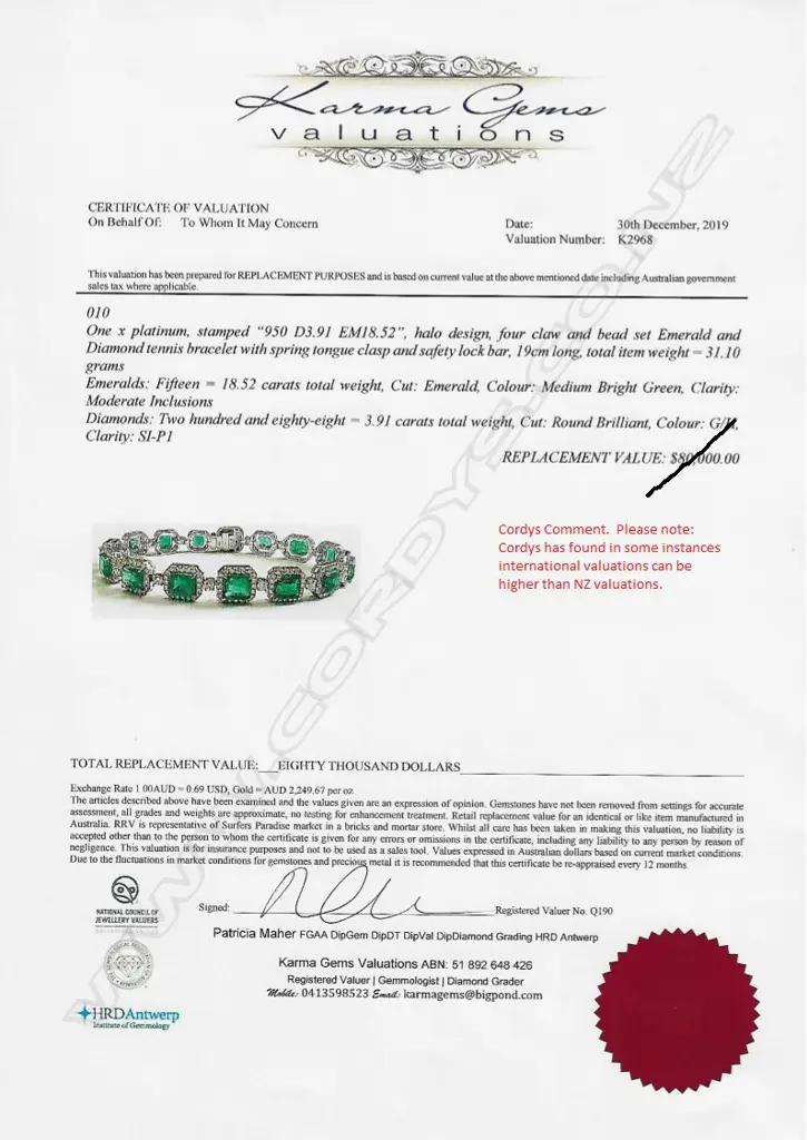 A platinum emerald and diamond bracelet Image 1++