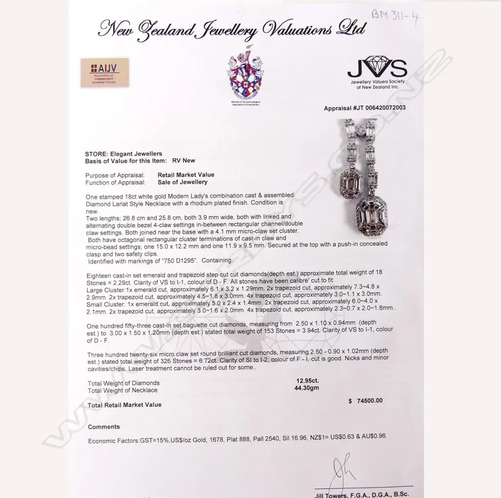 An 18ct white gold and multi diamond necklace Image 1++