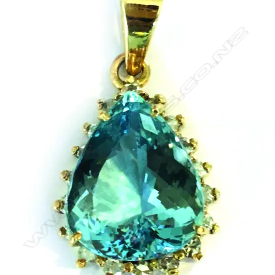 An 18ct large aquamarine and diamond pendant