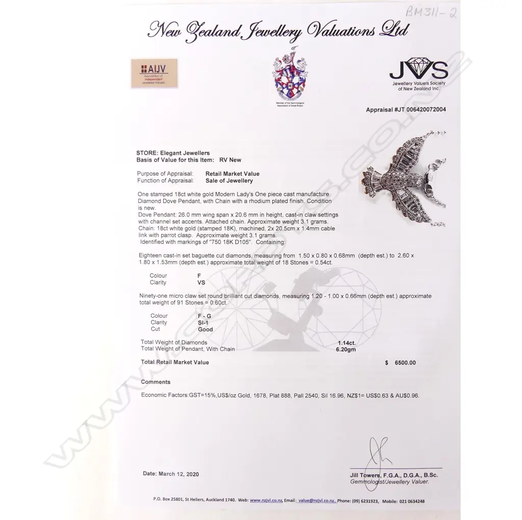 An 18ct white gold and diamond pendant Image 1++