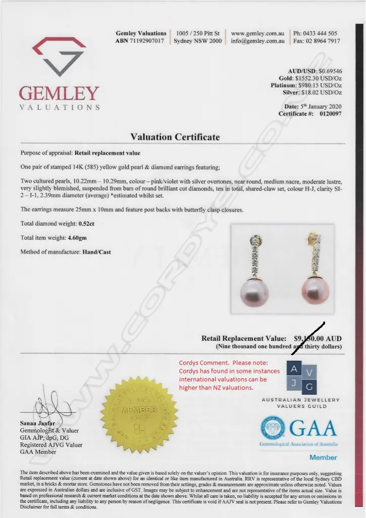 A pair of 14ct gold pearl and diamond earrings Image 1++