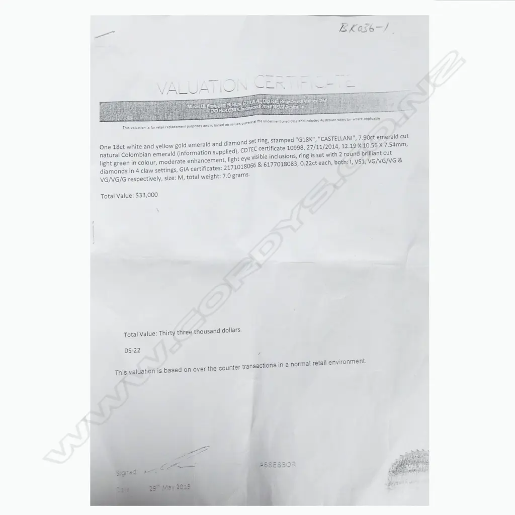 A good modern 18ct. yellow and white gold emerald and diamond dress ring Image 1++