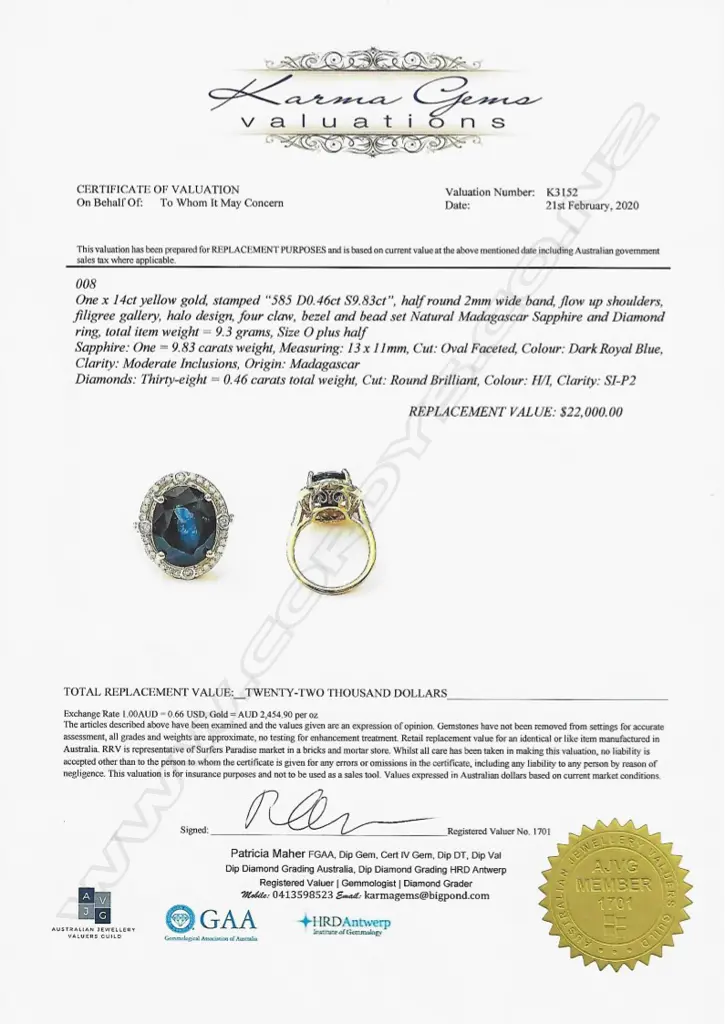A 14ct gold 9.83ct sapphire and diamond ring Image 1++
