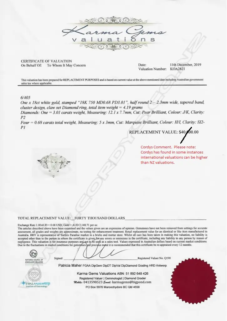 An 18ct white gold and 3.01ct diamond ring Image 1++