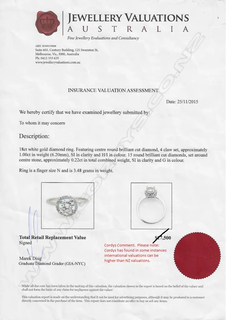 An 18ct white gold and 1.00ct diamond ring Image 1++