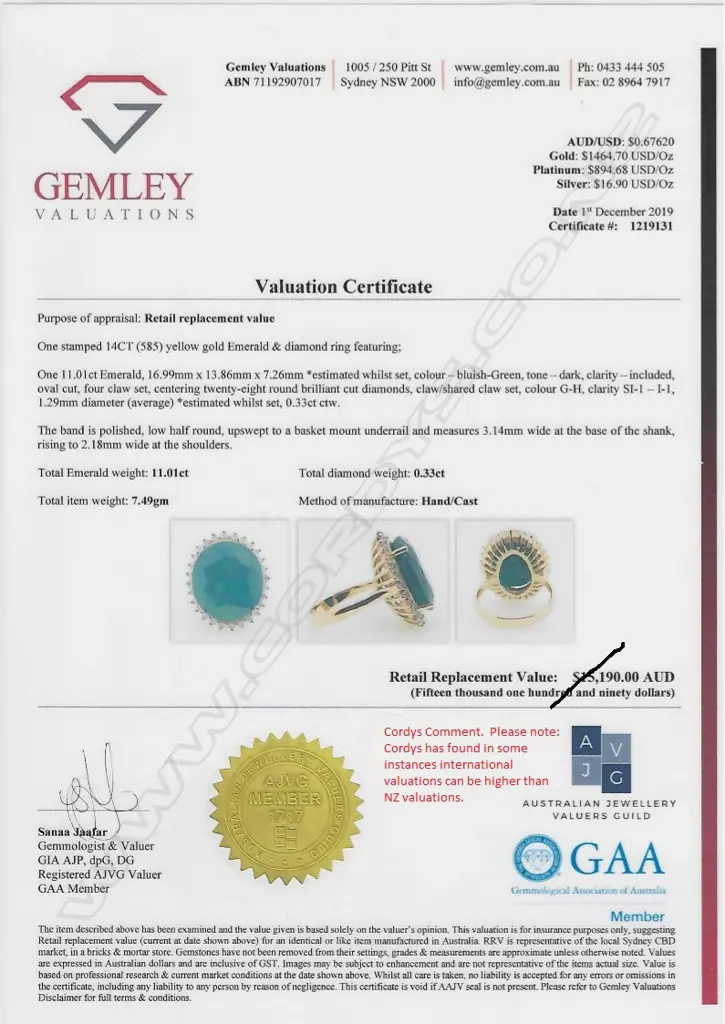 A 14ct gold 11ct emerald and diamond ring Image 1++