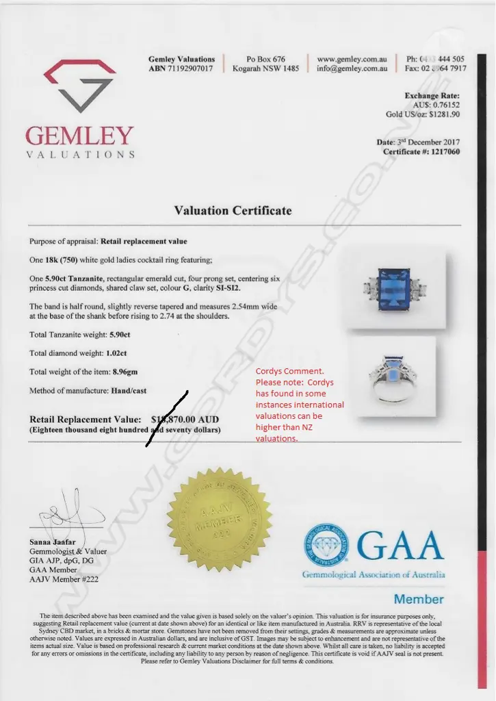 An 18ct white gold 5.90ct tanzanite and diamond cocktail ring Image 1++