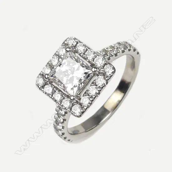 An 18ct white gold and diamond ring