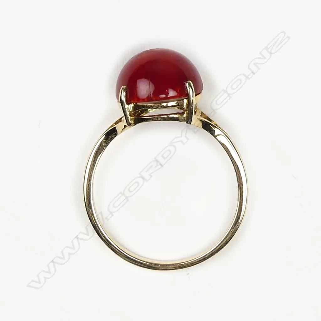 A 14ct. yellow gold and red coral dress ring Image 1++