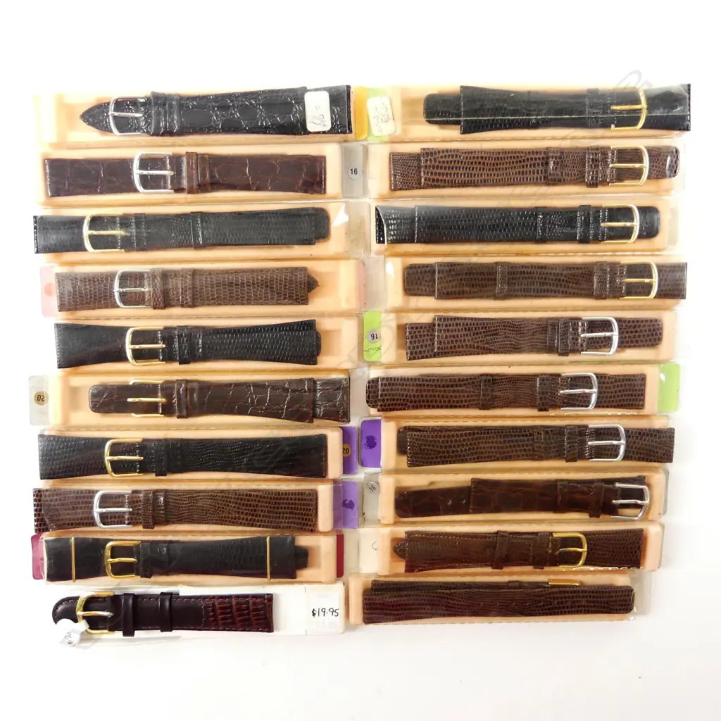 Twenty vintage men's leather watch straps Image 1++