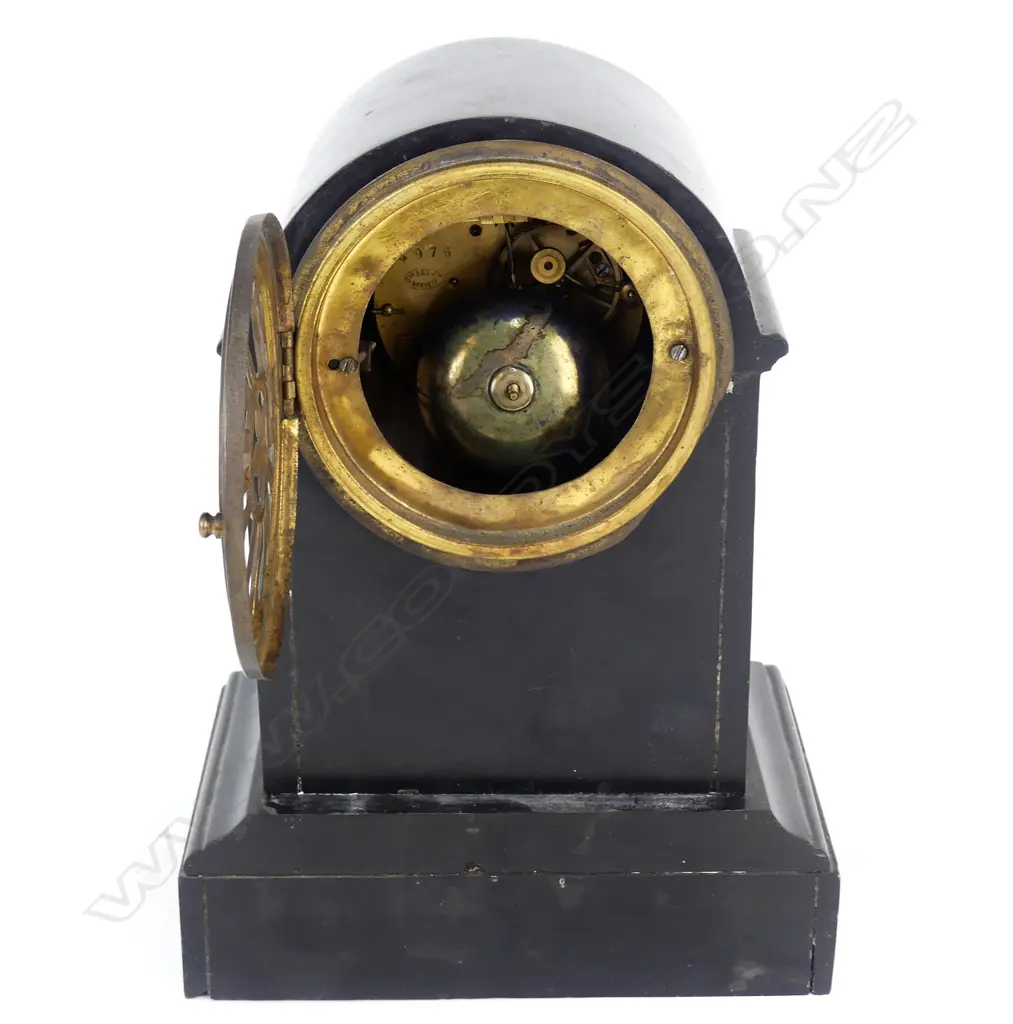 A late 19thC French black slate mantel clock Image 1++