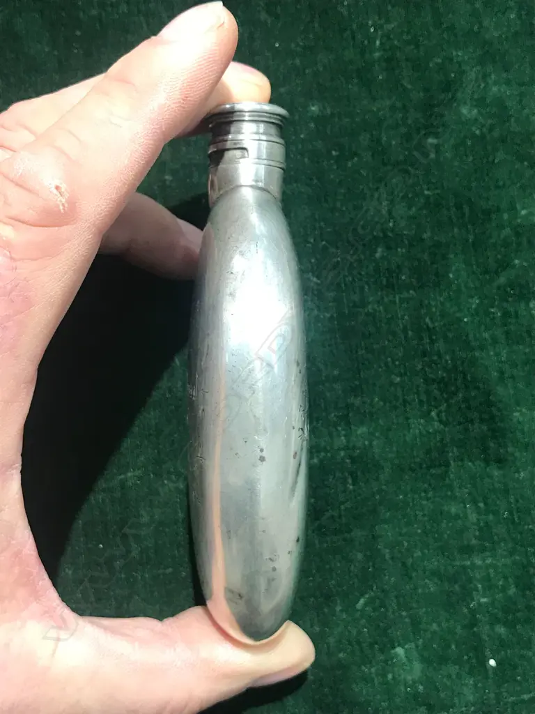 A Victorian hunting themed silver hip flask Image 1++