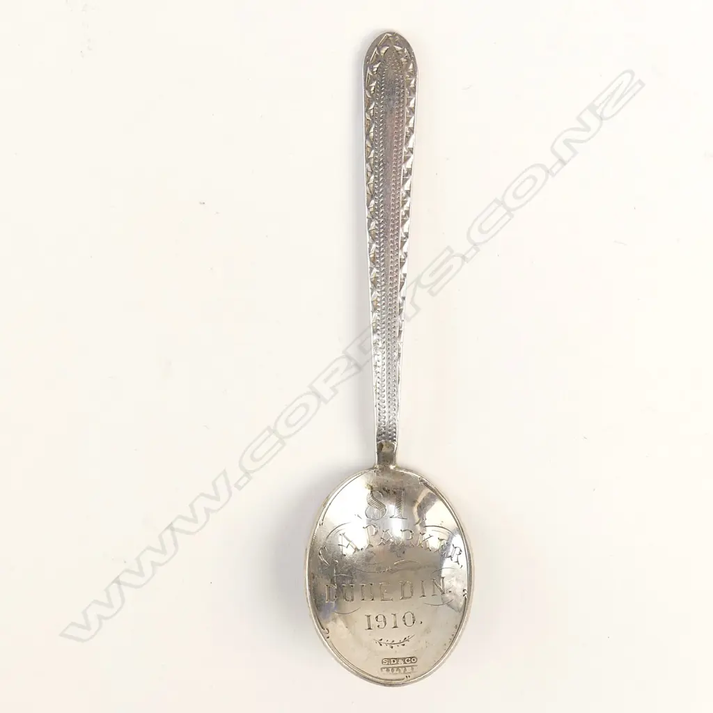 An unusual NZ silver presentation coffee spoon Image 1++
