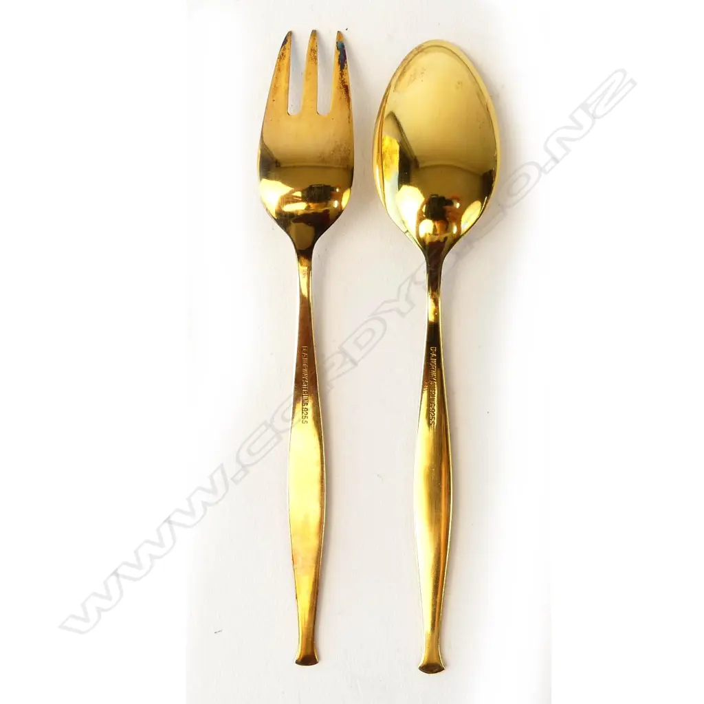 A set of Norwegian silver gilt and enamel spoons and hors d'oeuvres forks Image 1++