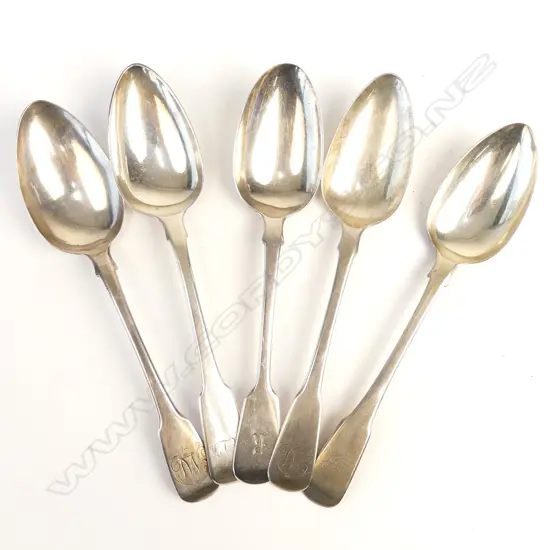 Five Georgian silver tablespoons