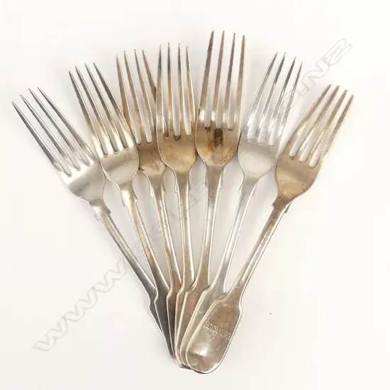 Seven Victorian silver dessert forks