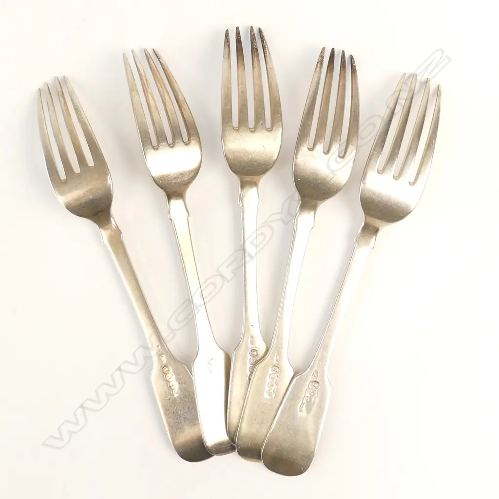 Five Victorian Irish silver forks Image 1++