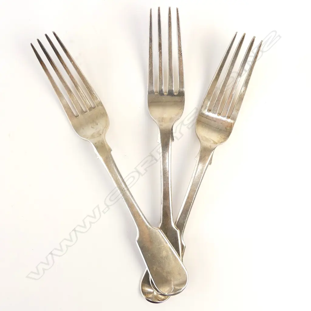 Three William IV Irish silver forks Image 1++