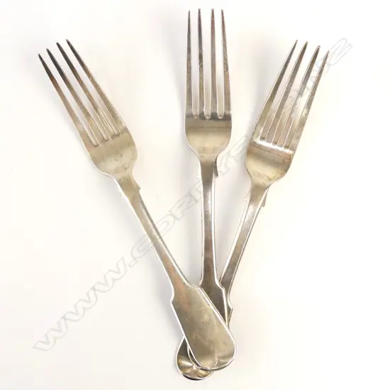 Three William IV Irish silver forks