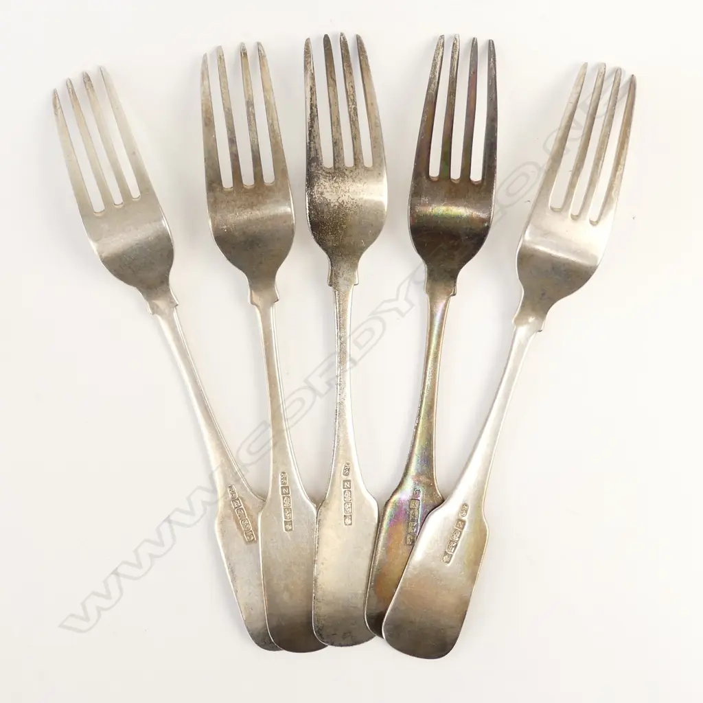 Five George III Irish silver forks Image 1++