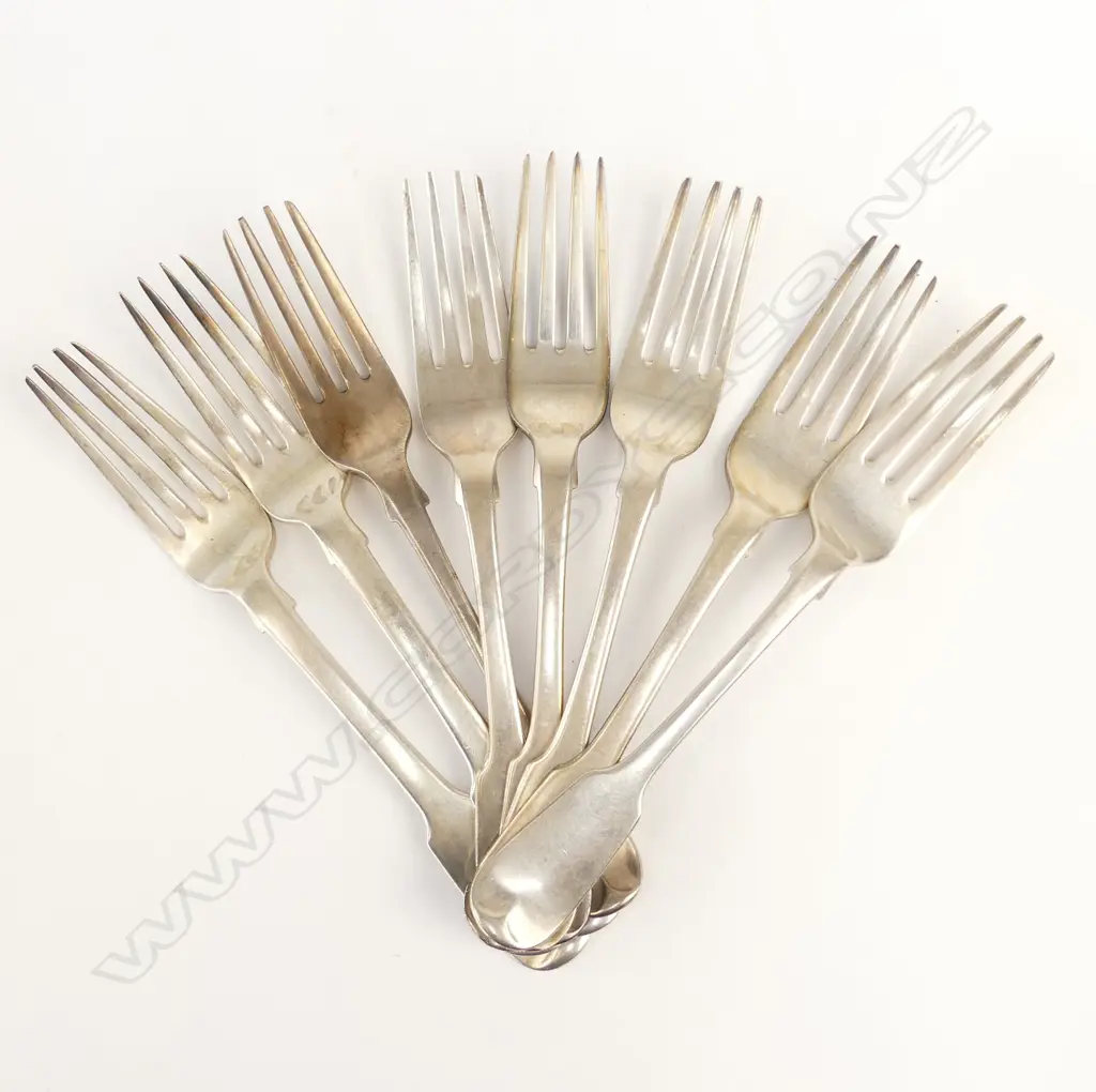 Eight Georgian silver forks Image 1++
