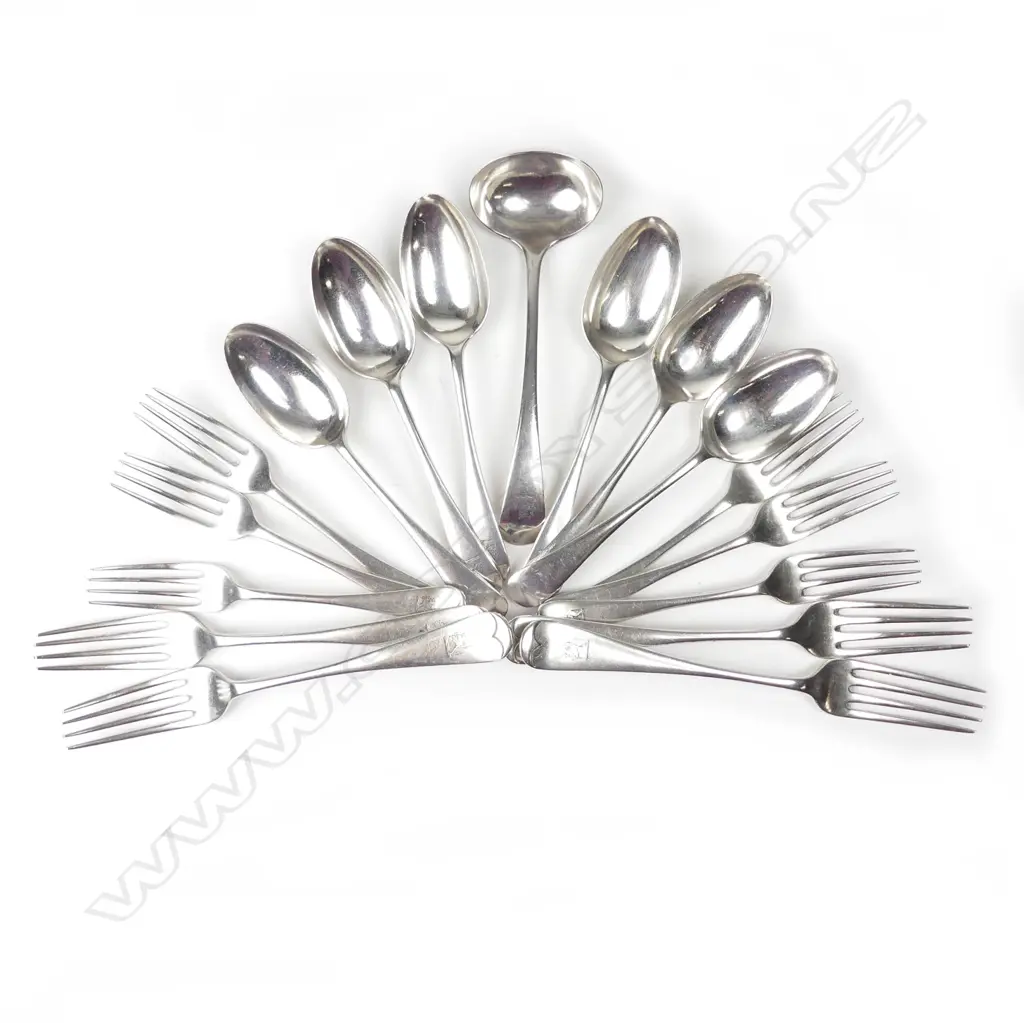 An Edwardian part silver cutlery set Image 1++
