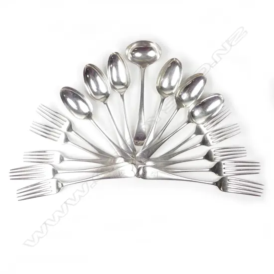 An Edwardian part silver cutlery set