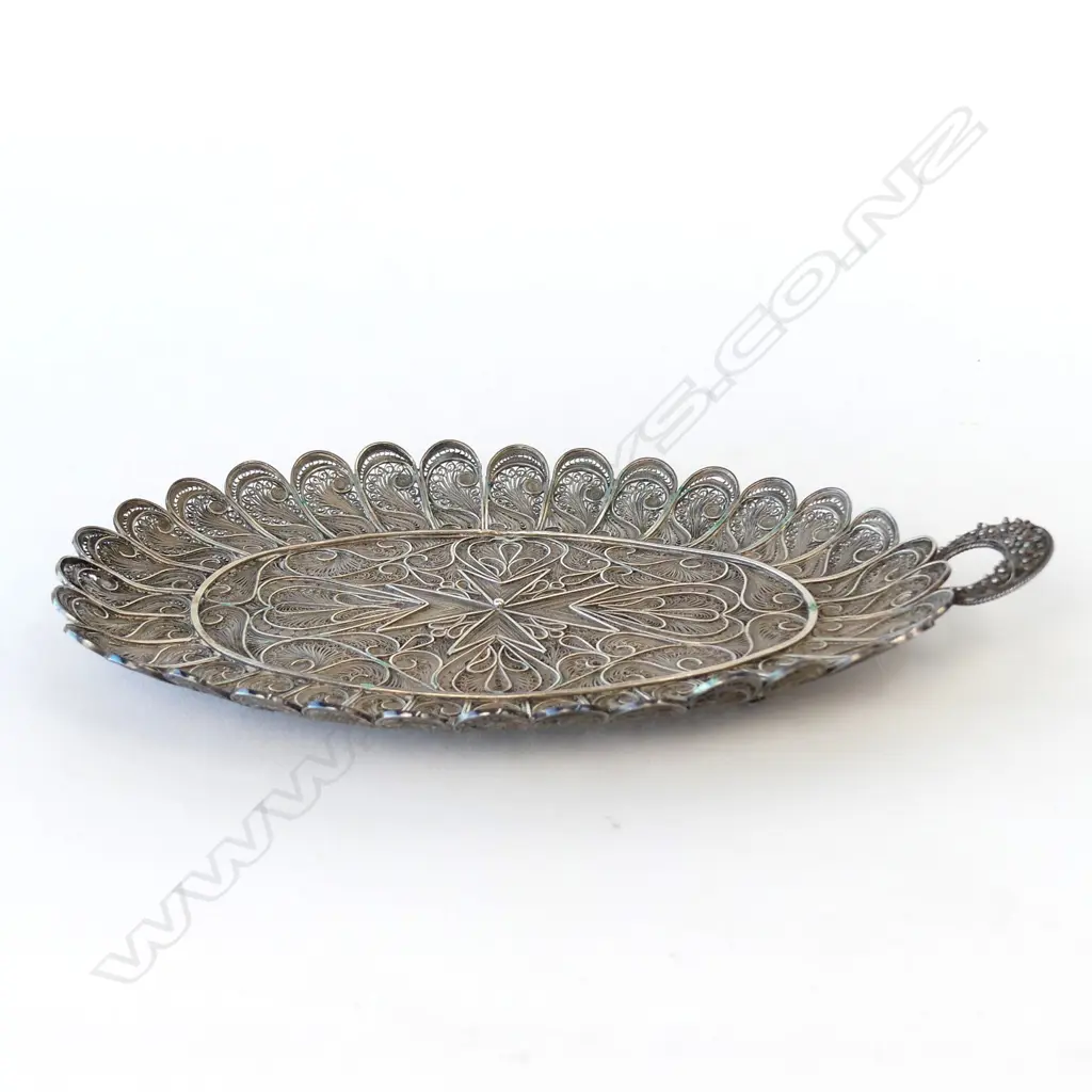An Indian silver filigree small tray (waiter) Image 1++