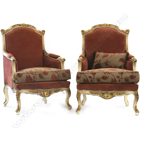 A pair of French style armchairs