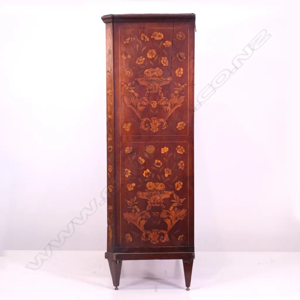 A 19thC continental marquetry inlaid mahogany secretaire a abattant Image 1++