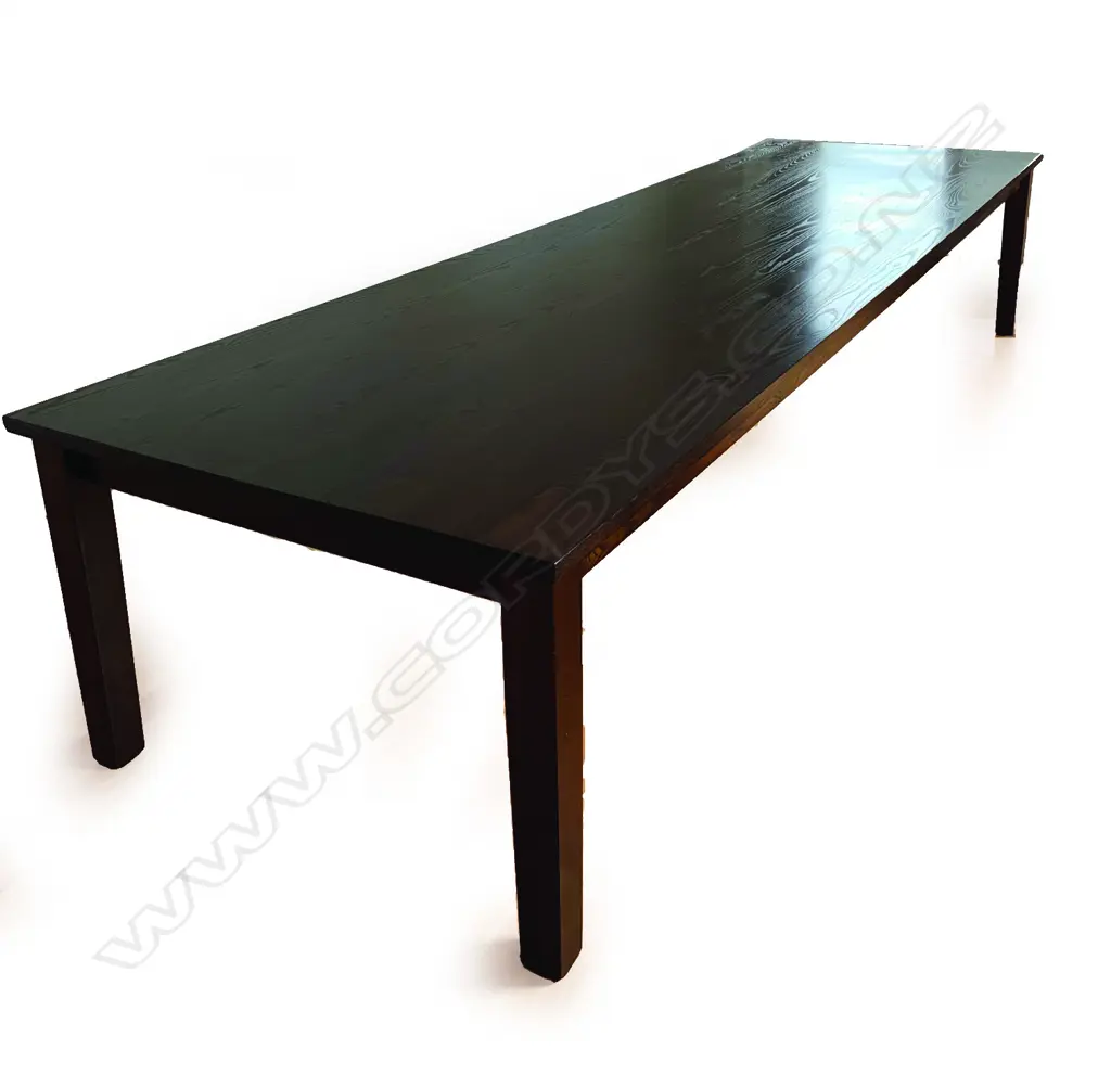 A contemporary dark American oak banquet dining table Image 1++