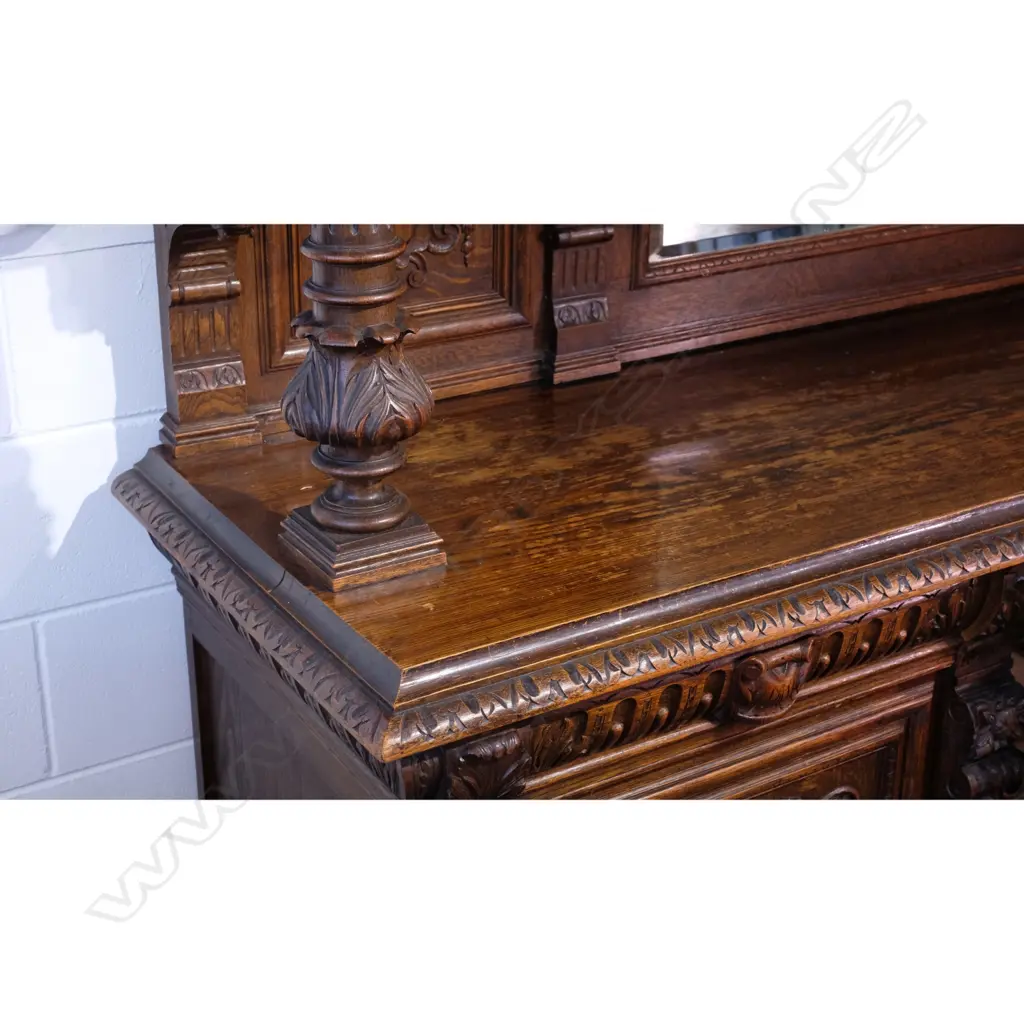 An impressive Victorian oak mirror back sideboard Image 1++