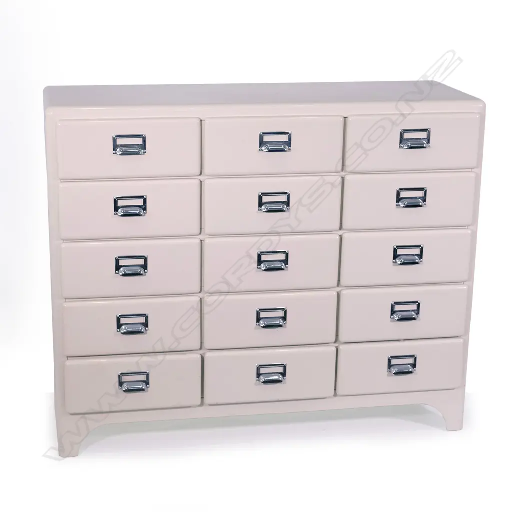 A contemporary vintage style 'Dulton' cream enamelled chest Image 1++