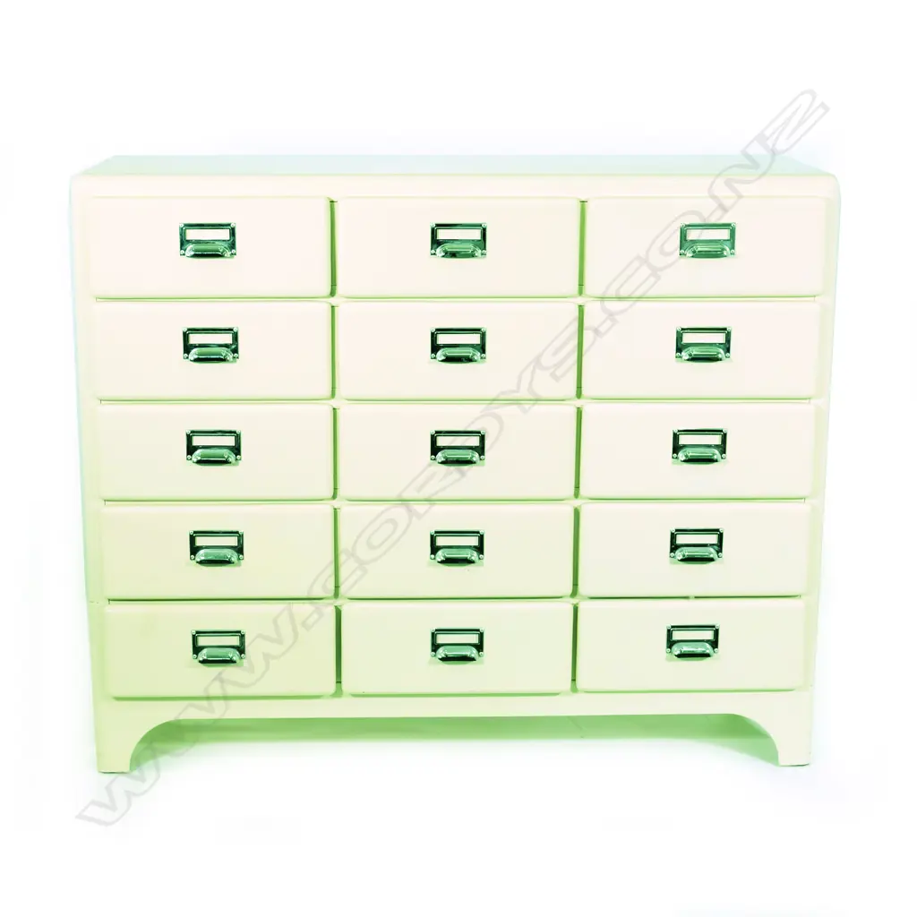 A contemporary vintage style 'Dulton' cream enamelled chest Image 1++
