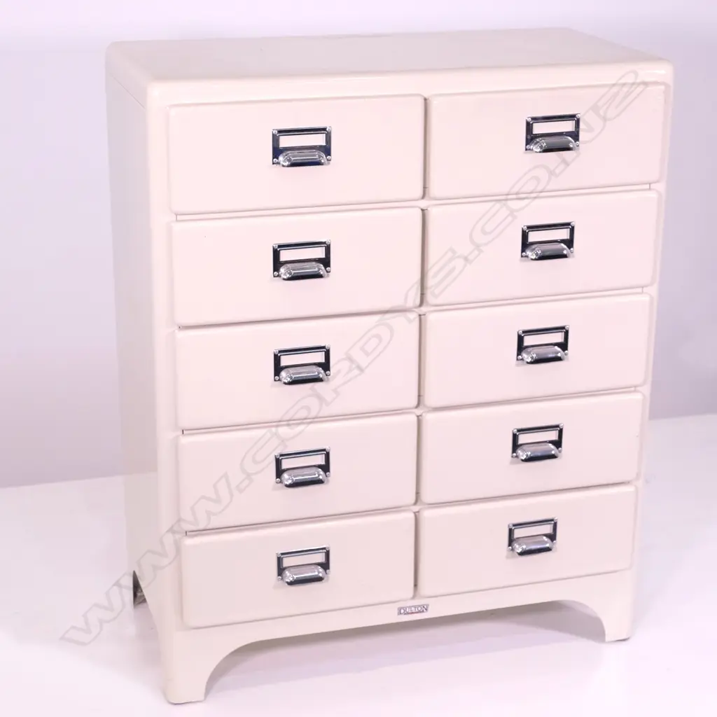 A contemporary vintage style 'Dulton' cream enamelled chest Image 1++