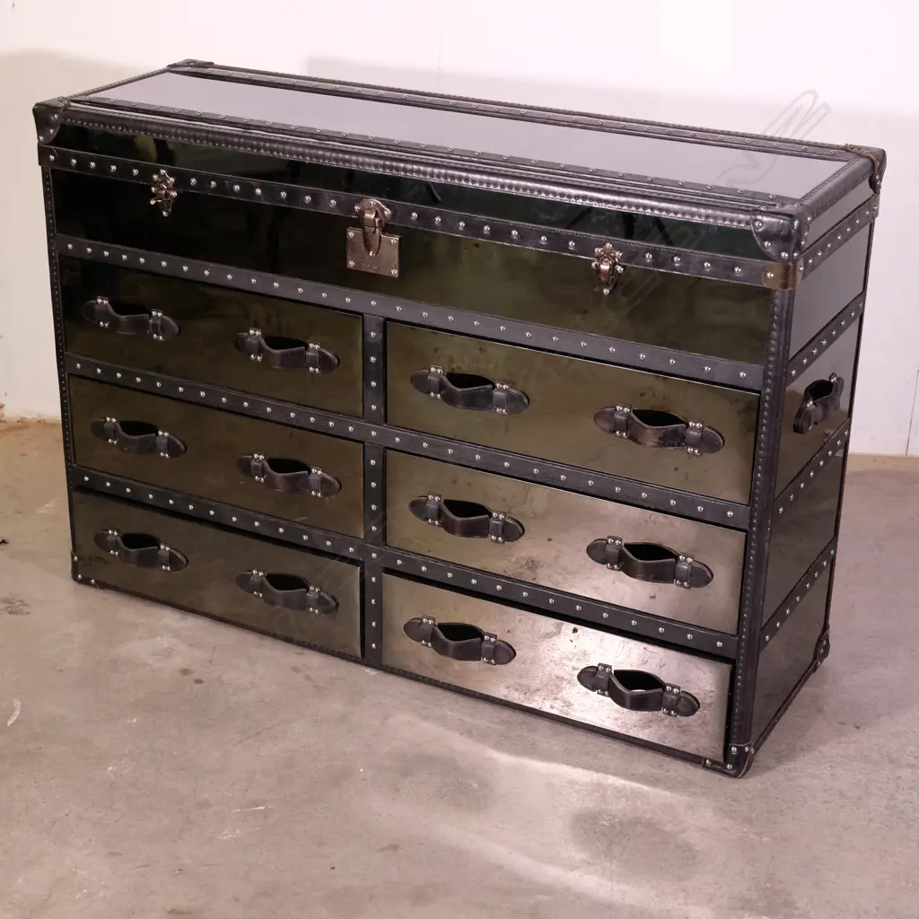 A contemporary designer (Tiquila Kola) black mirrored large chest Image 1++