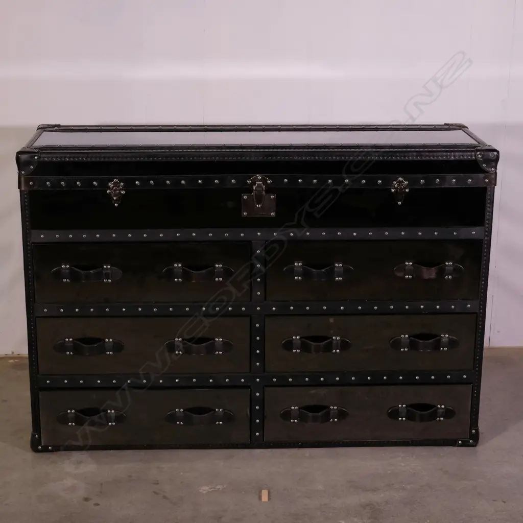A contemporary designer (Tiquila Kola) black mirrored large chest Image 1++