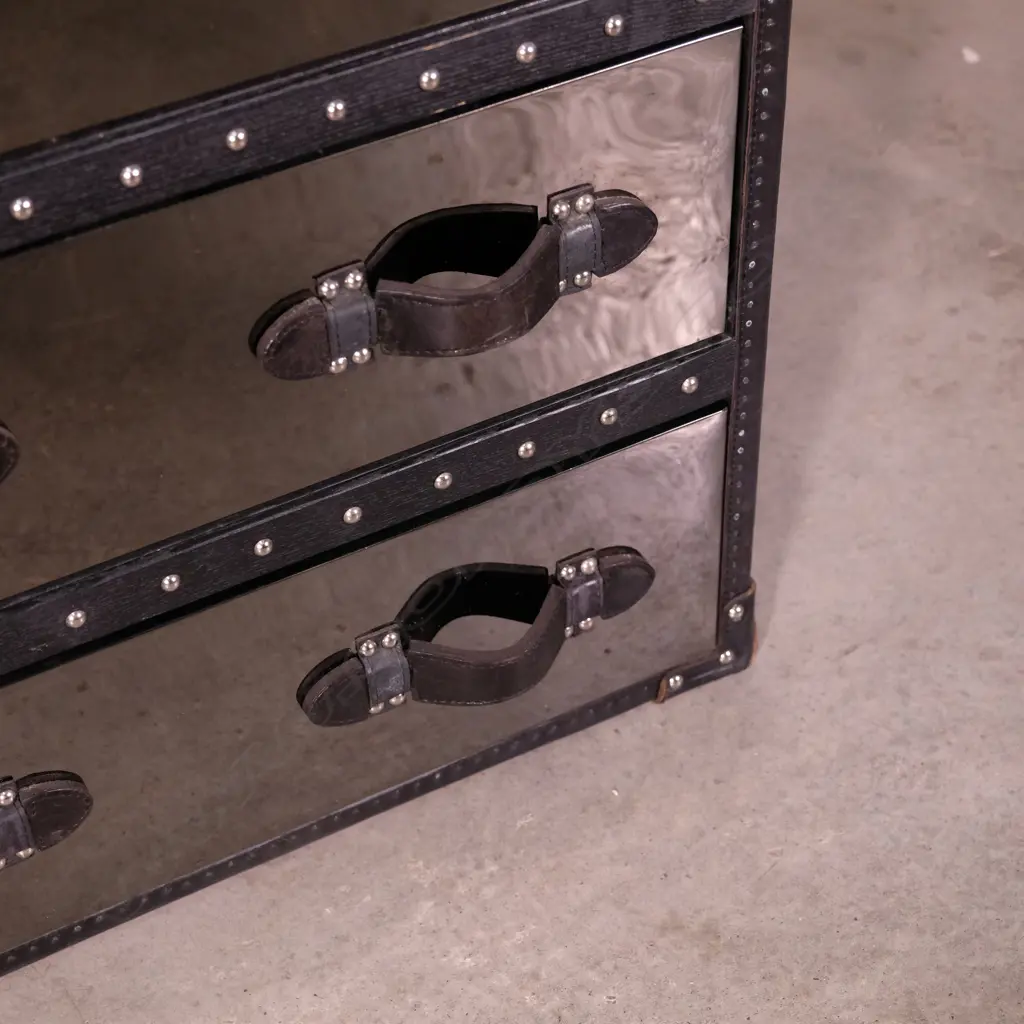 A contemporary designer (Tiquila Kola) black mirrored large chest Image 1++